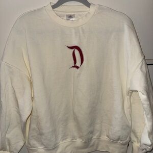 Disney Cream Crewneck Sweater with Red Logo